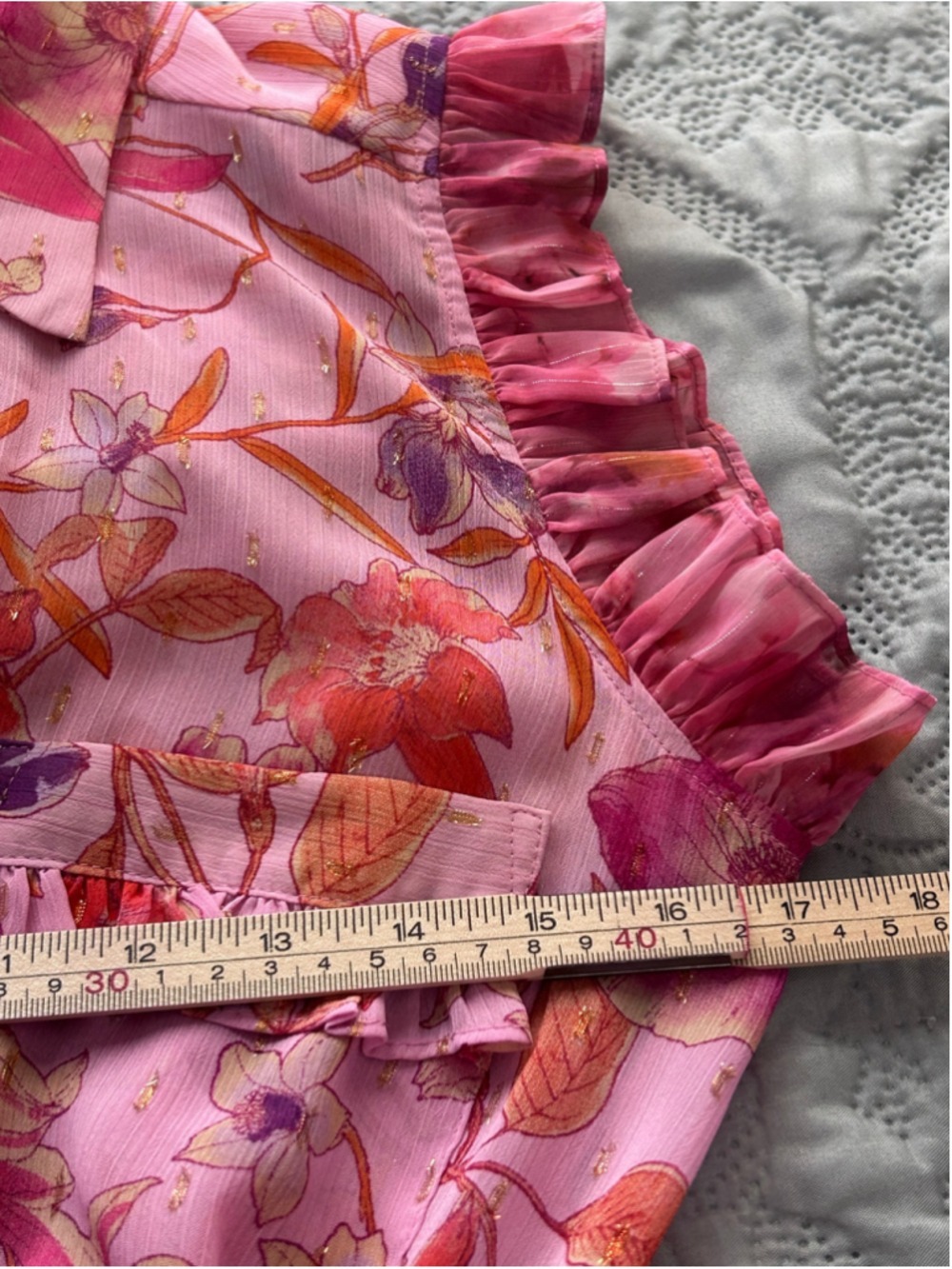MISA Los Angeles Trina Fire Florals Mix Ruffle Midi Dress M - Picture 15 of 16